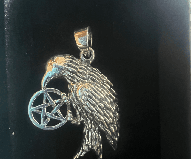 Raven pentacle Sterling silver pendant